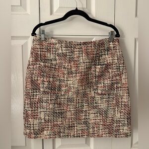 Rachel Roy Burgundy, Cream, Black Tweed Skirt